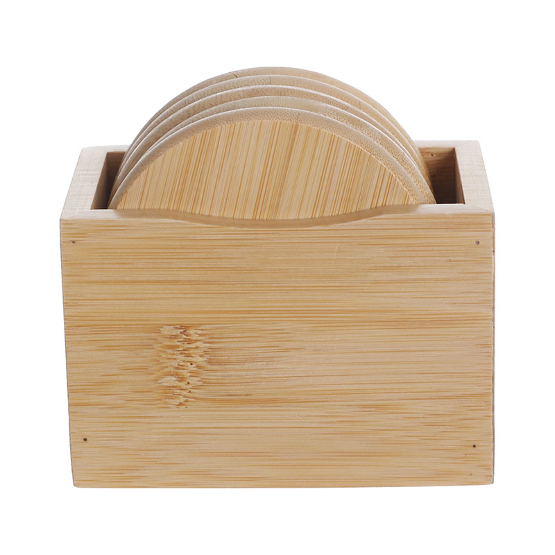Bamboo Coaster Set with Holder / Caddy