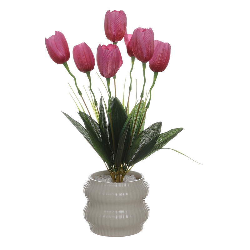 Artificial Tulip Flowers Arrangement with Ceramic Pot