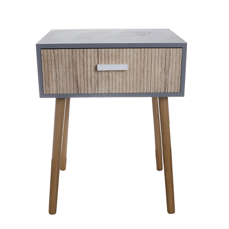 Wood-grain single drawer bedside table
