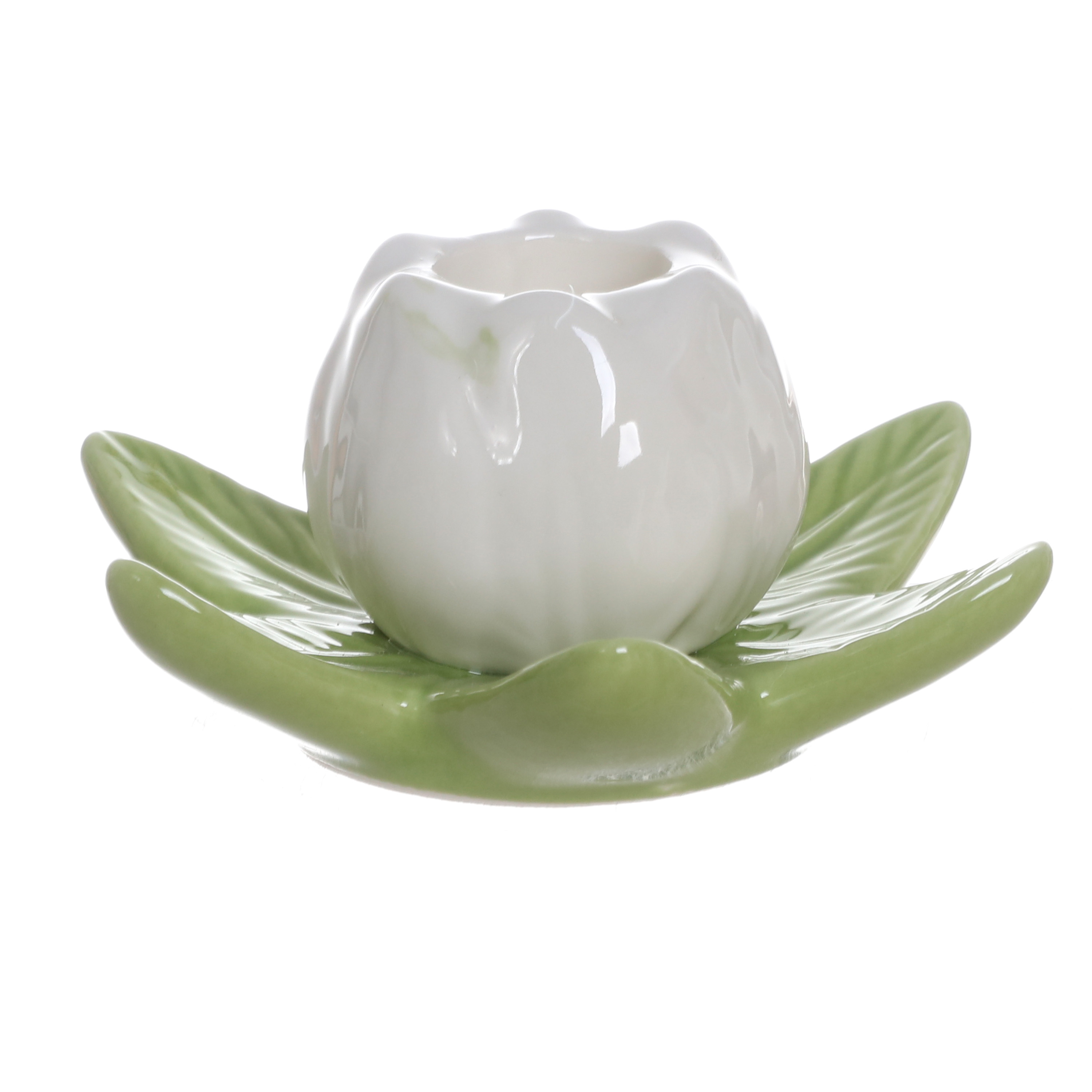 white Floral Ceramic Candle Holder